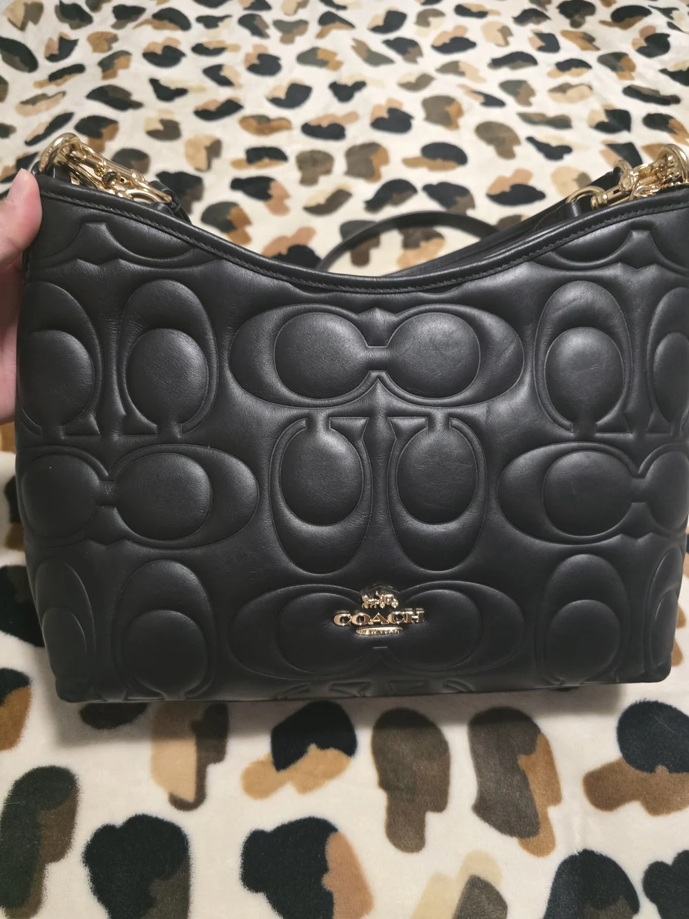 COACH Black Quilted Signature Leather Shoulder Bag